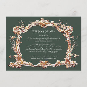 Art Nouveau Elegant Forest n Gold Wedding Details Enclosure Card
