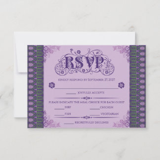 Art Nouveau Elegant Purple Thistle Border RSVP Card