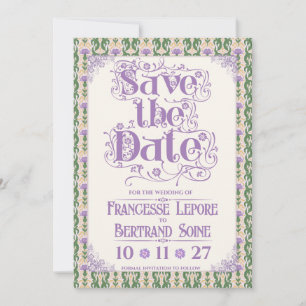 Art Nouveau Elegant Thistle Butter Yellow Save The Date
