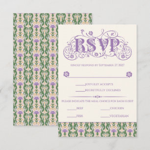 Art Nouveau Elegant Thistle Light Yellow RSVP Card
