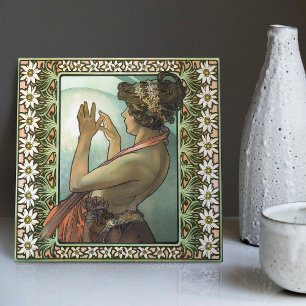 Art Nouveau Étoile Polaire Mucha Edelweiss Decor Tile