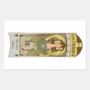 Art Nouveau Ex Libris bookplate, hand coloured Sticker