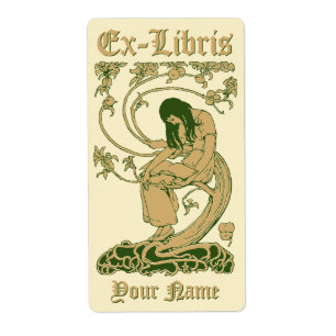 Art Nouveau Ex Libris Lady Book Tree Modèle