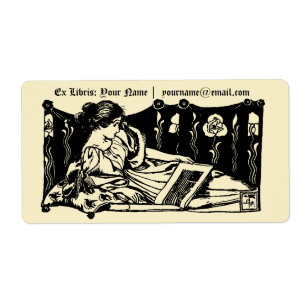 Art Nouveau Ex Libris Recen Girl & Book
