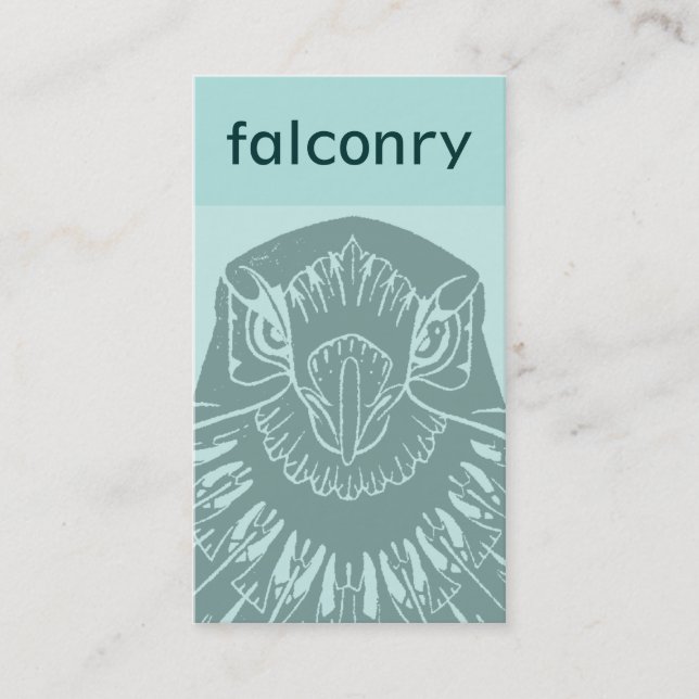 Art Nouveau Falcon Business Card - Teal (Front)