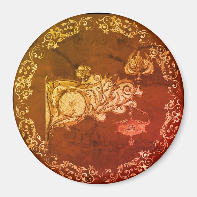 Art nouveau fall sconce spiderweb marbled brown magnet (Front)