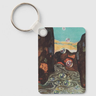 Art Nouveau Fantasy Bubbles in Canyon Decor Keychain