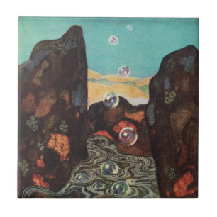 Art Nouveau Fantasy Bubbles in Canyon Decor Tile