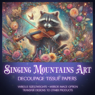 Art Nouveau Fantasy Forest Raccoon Decoupage Tissue Paper