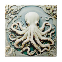 Art Nouveau Faux Relief Octopus - Ocean Sea Life