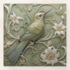 Art Nouveau Faux Relief Sage Green Hummingbird