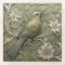 Art Nouveau Faux Relief Sage Green Hummingbird