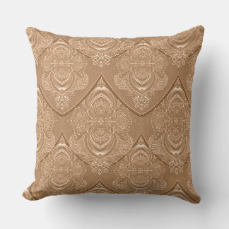 Art Nouveau Feather Pattern in Light Orange Throw Pillow