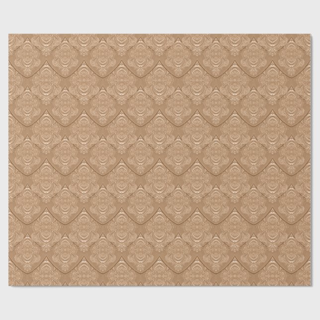 Art Nouveau Feather Pattern in Light Orange Wrapping Paper (Flat)