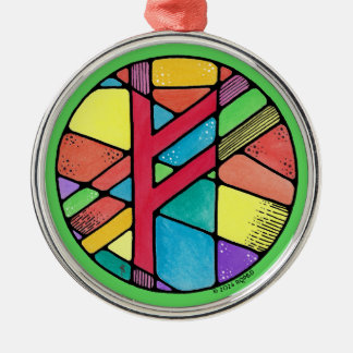 Art Nouveau Fehu Rune of Wealth Metal Ornament