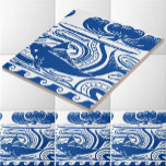 Art Nouveau Fish & Lily Frieze Pattern Tile<br><div class="desc">This blue and white art nouveau frieze pattern image of a fish and lily pad was derived from an antique Victorian era. 1894 art magazine. You can customize the colours.</div>