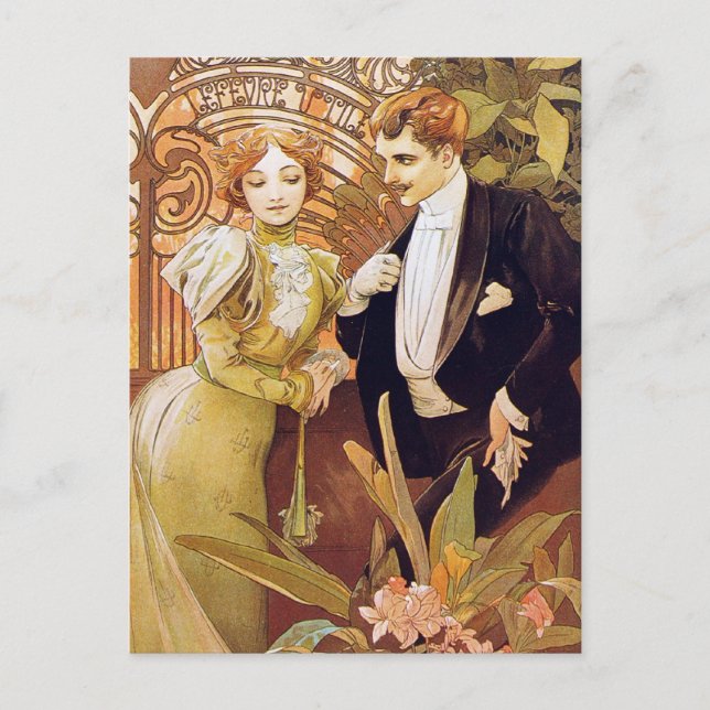 Art Nouveau Flirt Postcard (Front)
