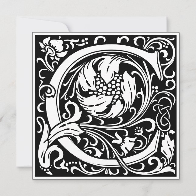 Art Nouveau Floral Alphabet Monogram Letter C Invitation (Front)
