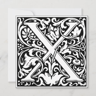 Art Nouveau Floral Alphabet Monogram Letter X Invitation