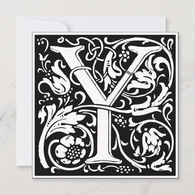 Art Nouveau Floral Alphabet Monogram Letter Y Invitation (Front)