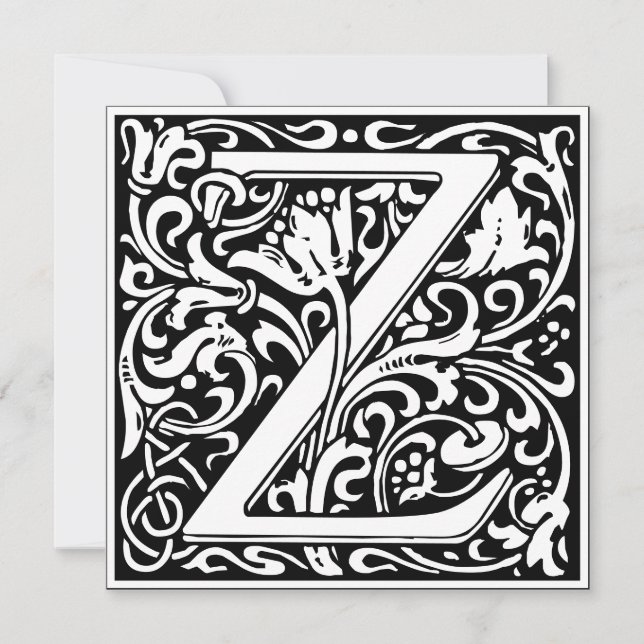 Art Nouveau Floral Alphabet Monogram Letter Z  Invitation (Front)