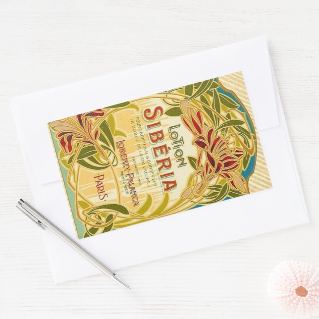 Art nouveau floral beauté lotion Siberia étiquette (Enveloppe)