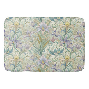 Art Nouveau Floral Botanical Pastel Bathroom Decor Bath Mat