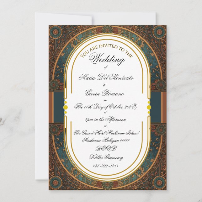 Art Nouveau Floral Calligraphy Invitation (Front)