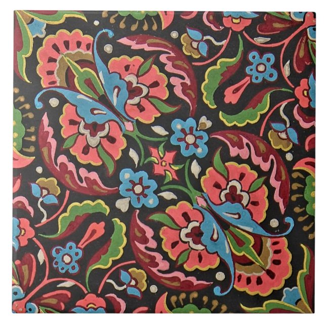 Art nouveau floral Christopher dresser Tile (Front)