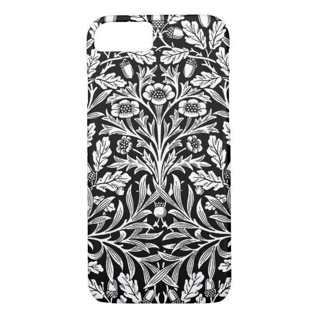 Art Nouveau Floral Damask, Black and White Case-Mate iPhone Case (Back)