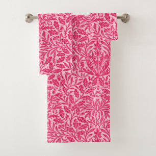Art Nouveau Floral Damask, Deep Fuchsia Pink Bath Towel Set