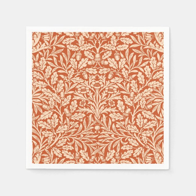 Art Nouveau Floral Damask, Light Mandarin Orange Napkin