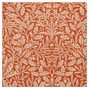 Art Nouveau Floral Damask, Mandarin Orange Fabric