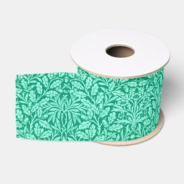 Art Nouveau Floral Damask, Turquoise and Aqua Grosgrain Ribbon (Spool)