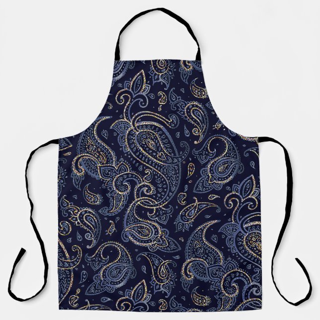 Art Nouveau Floral Denim Design Apron (Front)