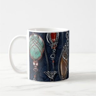 Art Nouveau Floral: Denim Elegance. Coffee Mug