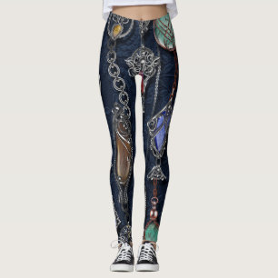 Art Nouveau Floral: Denim Elegance. Leggings