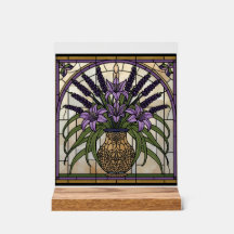 Art Nouveau Floral en Verre Acrylique Teinté Art M