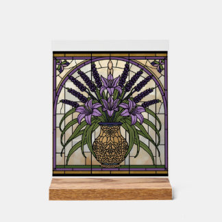 Art Nouveau Floral en Verre Acrylique Teinté Art M