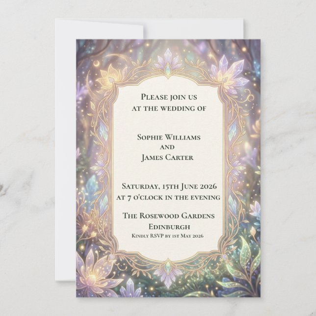 Art Nouveau Floral Fantasy Wedding Invitation (Front)