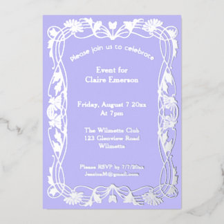 Art nouveau floral frame foil invitation