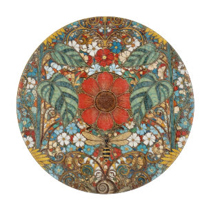 Art Nouveau Floral Garden – Sunflowers, Bee Cutting Board