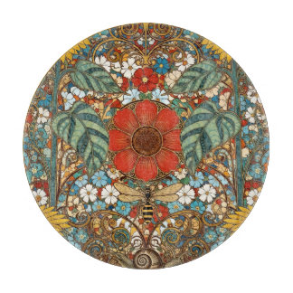 Art Nouveau Floral Garden – Sunflowers, Bee Cutting Board