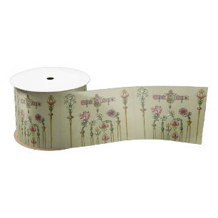 Art nouveau floral hairpin Victorian jewel Satin Ribbon