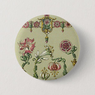 Art nouveau floral hairpins Victorian anton seder 2 Inch Round Button