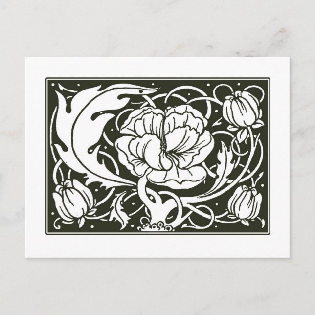 Art Nouveau Floral Illustration Postcard (Front)