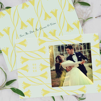 Art Nouveau Floral Lily Save The Date Announcement