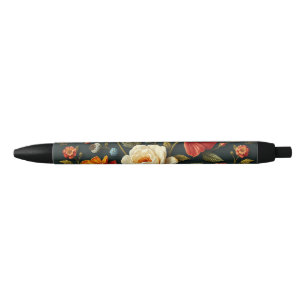 Art Nouveau Floral   - Live life in full bloom  Black Ink Pen