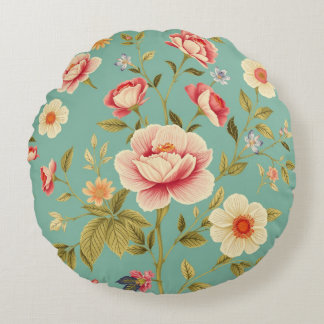 Art Nouveau Floral - Live life in full bloom Round Pillow