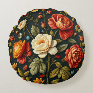 Art Nouveau Floral   - Live life in full bloom  Round Pillow
